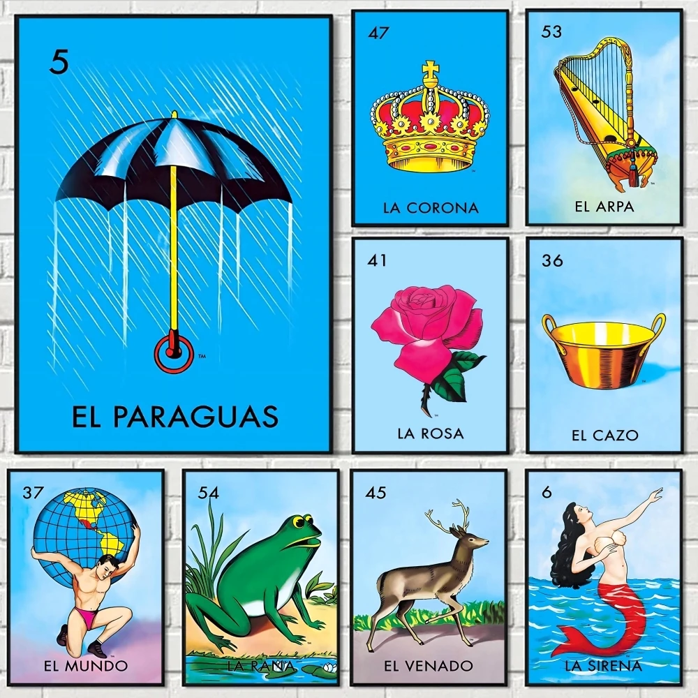 

Mexican B-Bingo Lottery Painting Calligraphy Minimalist Print Canvas Poster Unframed Wall Art For Home Office Decor