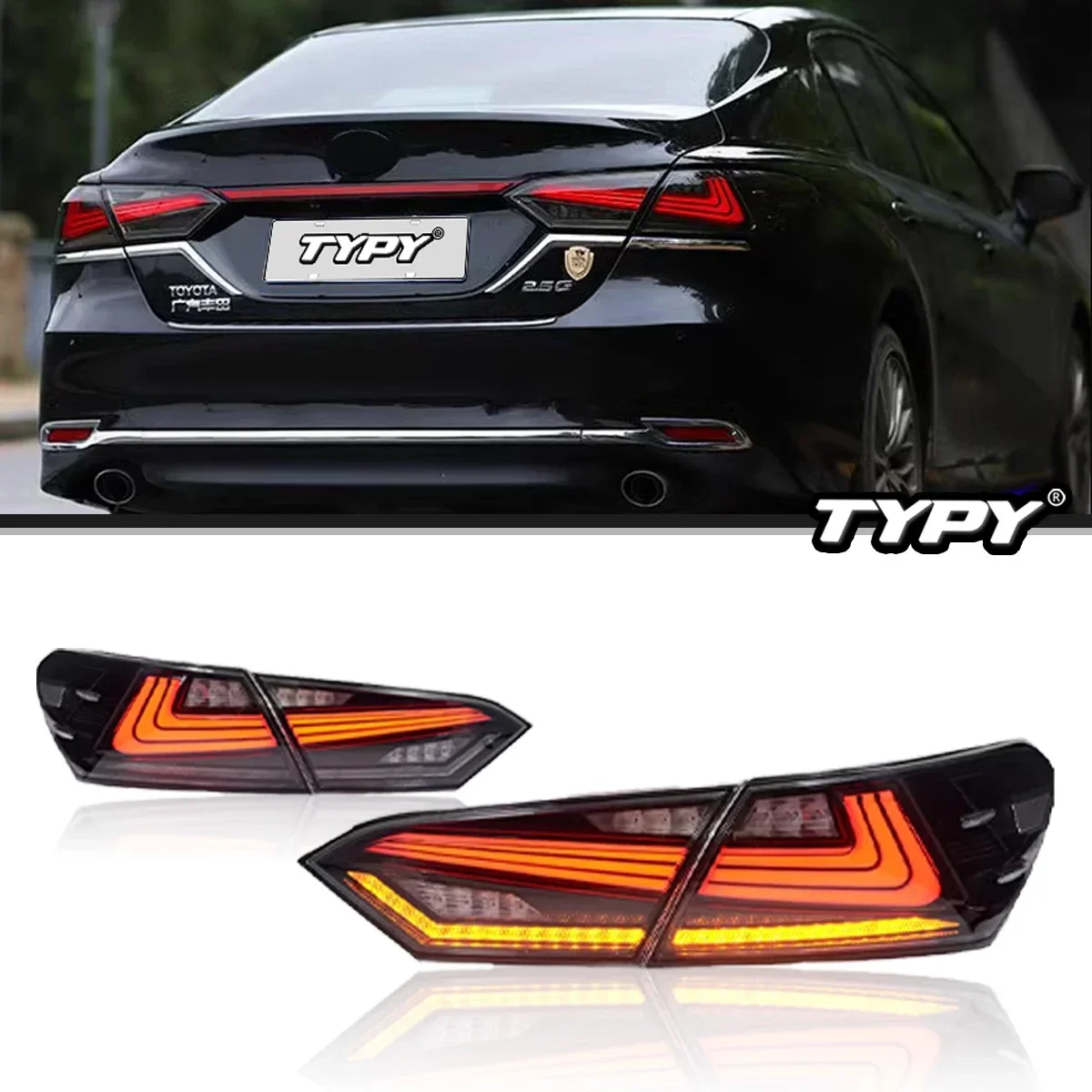 

TYPY Автомобильные задние фонари для Toyota Camry Светодиодные автомобильные задние фонари Дневные ходовые огни Динамические указатели поворота Автомобильные аксессуары 2018-2022