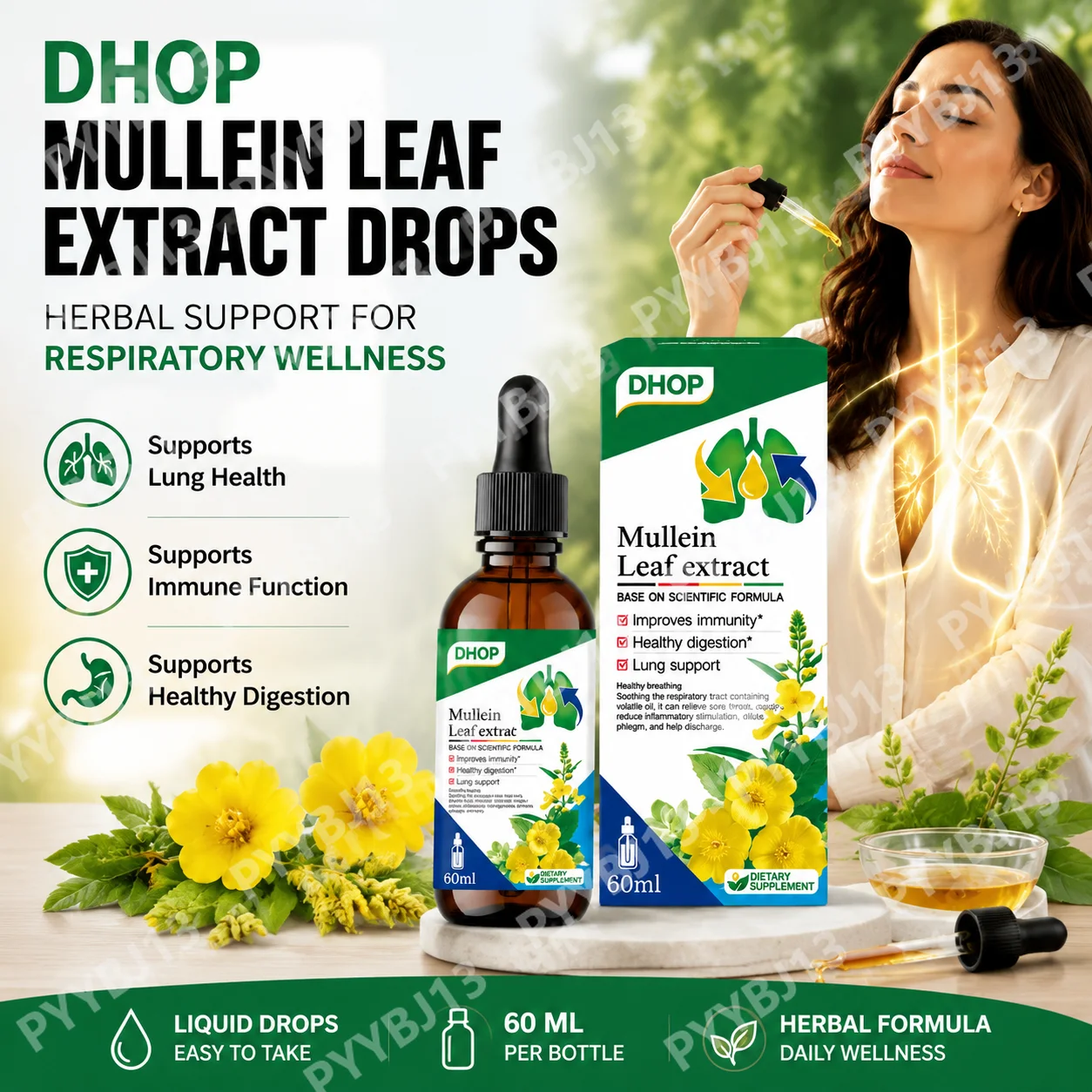 Mullein Leaf Extract Cross Border Foreign Trade Mullein Leaf Extract Droplets in Stockv, Daily Wellness, Daily Wellness Support