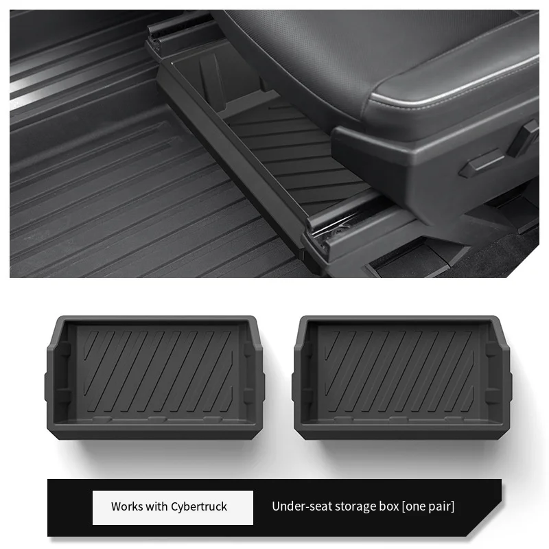 For Tesla Cybertruck Under Seat Storage Box Case Car Seat Organizer Vehicle Underseat Drawer Holder Interior Tray Accessories