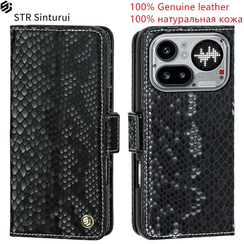 

STR 100% Genuine relief pattern leather card Slot Wallet Cover For Nothing Phone (4a) Pro A069P A069 Flip shockproof phone Case
