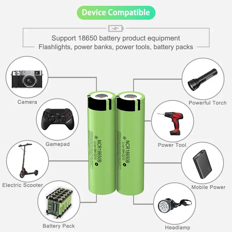 18650 Battery 3400mAh 3.7V High-Current NCR 18650 B Rechargeable Lithium Batteries