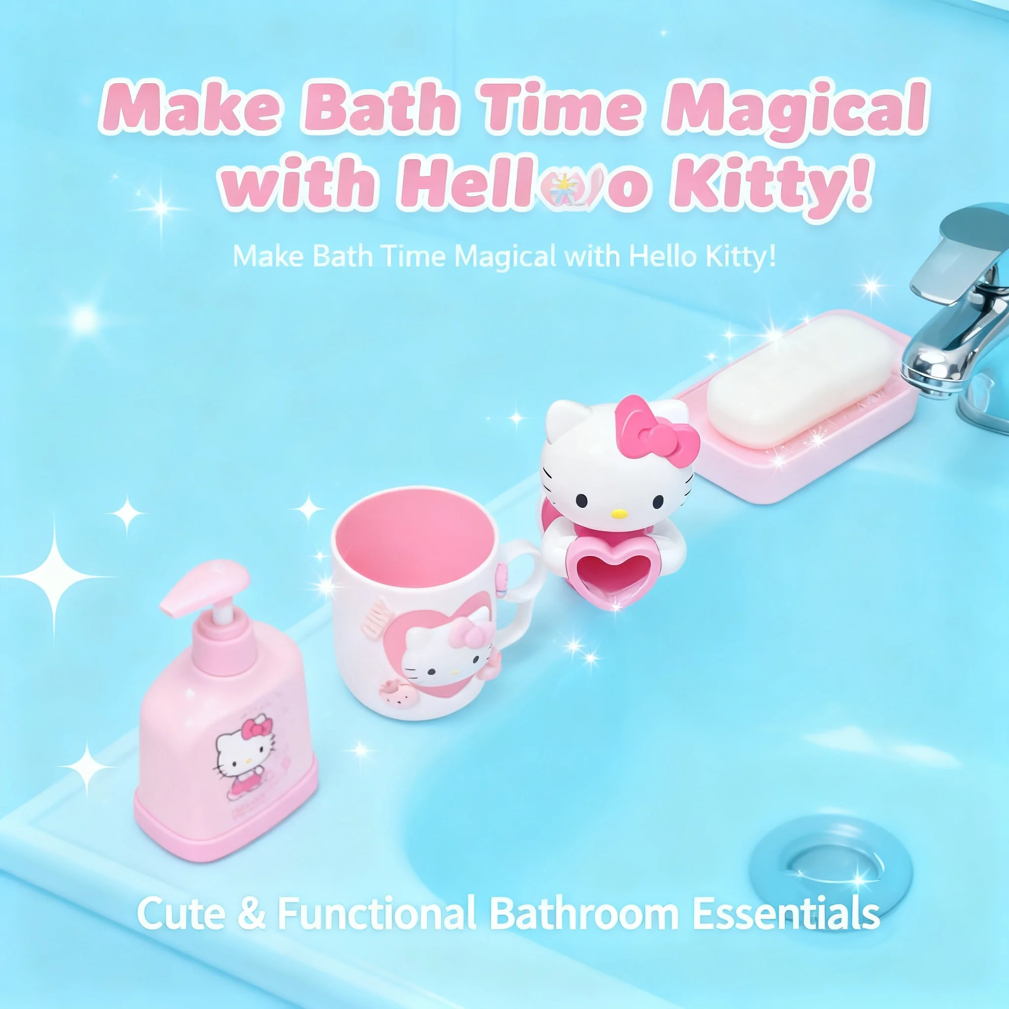 

Hello Kitty Faucet Extender Splashproof Handwashing Cute Faucet Mouth Christmas Gifts for Kids Bathroom High Quality