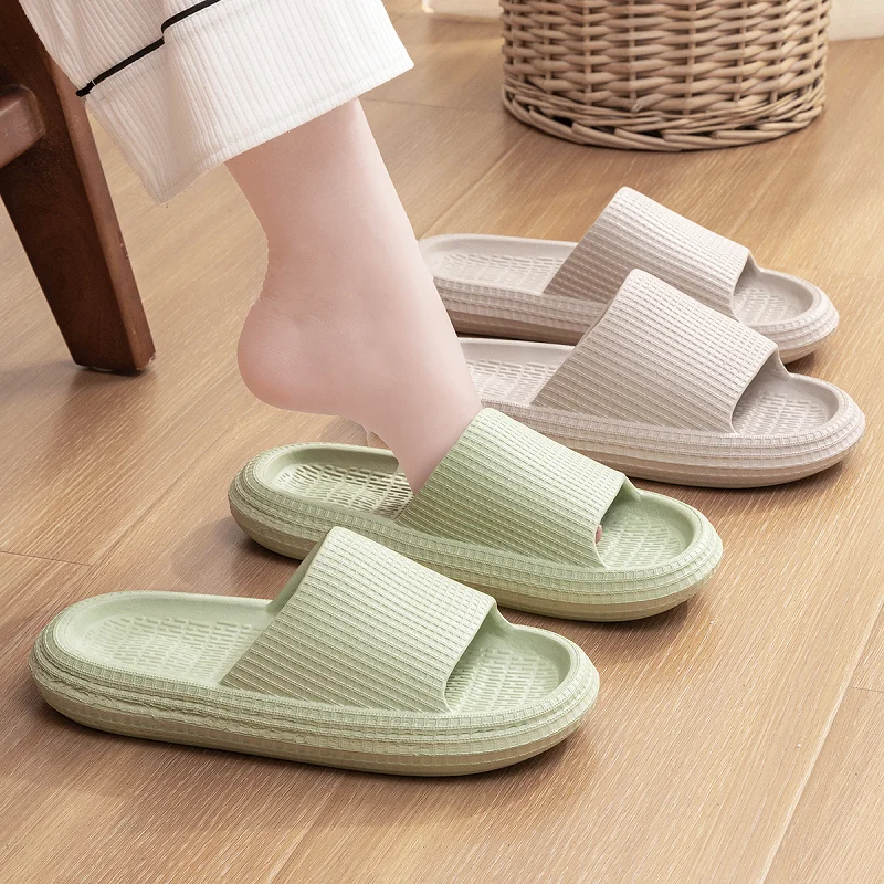 WDZKN Women Summer Home Slippers EVA Lightweight Indoor Bathroom Flat Platform Comfort Massage Couple Shoes Men Slippers H614-1L