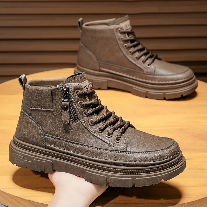 

Fashion Lightweight High Top Anti Slip Sneakers 2025 Autumn Men's Casual Shoes Comfortable Outdoor Short Boots Style Ankle Boots