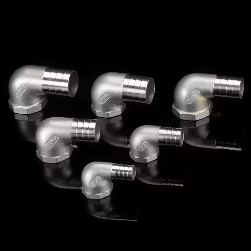 304 Stainless Steel Internal Thread Pagoda Elbow Fitting for 2/3/4/6 points 1/1.2/1.5-inches Water/Gas Hose Quick Connect