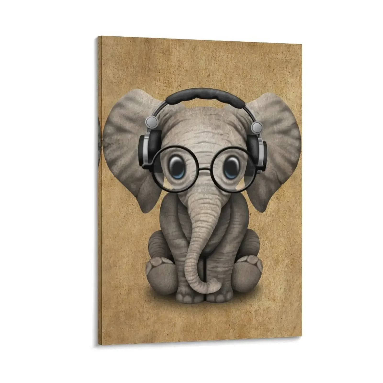 

Cute Baby Elephant Dj Wearing Headphones and Glasses Canvas Painting Picture on the wall decoration for the room