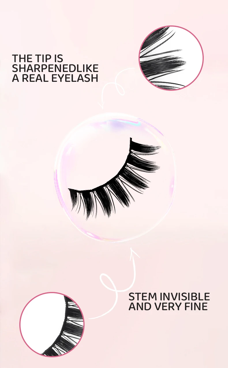 DINGSEN 5 Paar Manga-Wimpern, Augen-Wimpern, weiche, natürliche lange Wimpern, künstliche Wimpern, Anime-Wispy-Streifen, falsche Wimpern, Make-up – Detail 6