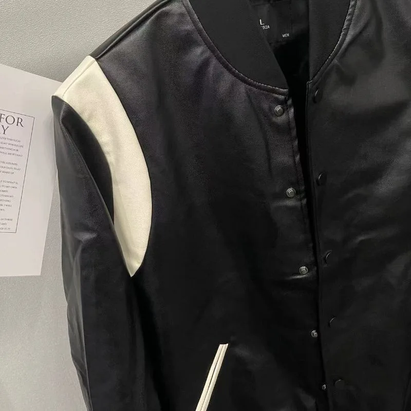 Classic PU Leather Bomber Jackets Men Vintage Leather Jacket Spring Autumn Baseball Jacket Trench Coats Men's Windbreakers