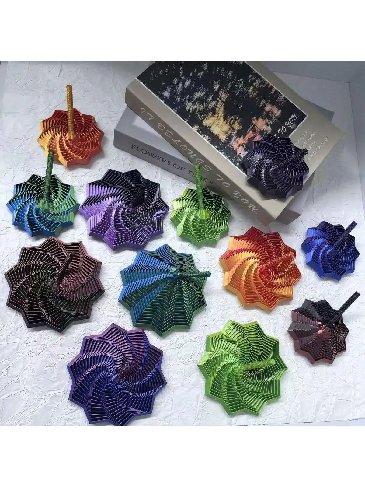 3D Printed Star - Shaped Fidget Spinners | Multi - Color Spiral Sensory Toys for Stress Relief, Fun & Focus (Kids/Adults)