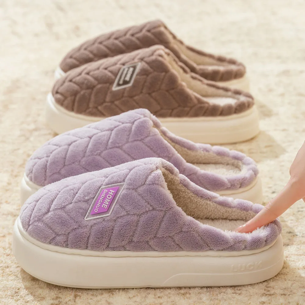 Cotton Slippers for Women in Autumn and Winter, New Indoor Home Soft Bottom, Anti Slip and Warm Plush Cotton Slippers for Women