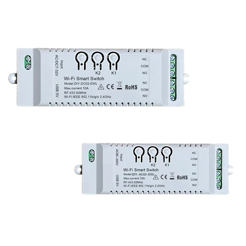 

2CH Wi-Fi умный переключатель DIY таймер Ewelink 7-32 В 2,4G Wi-Fi + RF433 + BT модуль домашней автоматизации для Alexa Google Home IFTT прочный