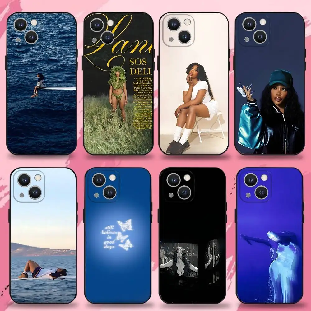 

Singer SZA lana Phone Case For iPhone 16,15,14,13,12,11 Plus,Pro Max,XS,X,XR,SE,Mini,8,7,Soft Silicone Black Cover