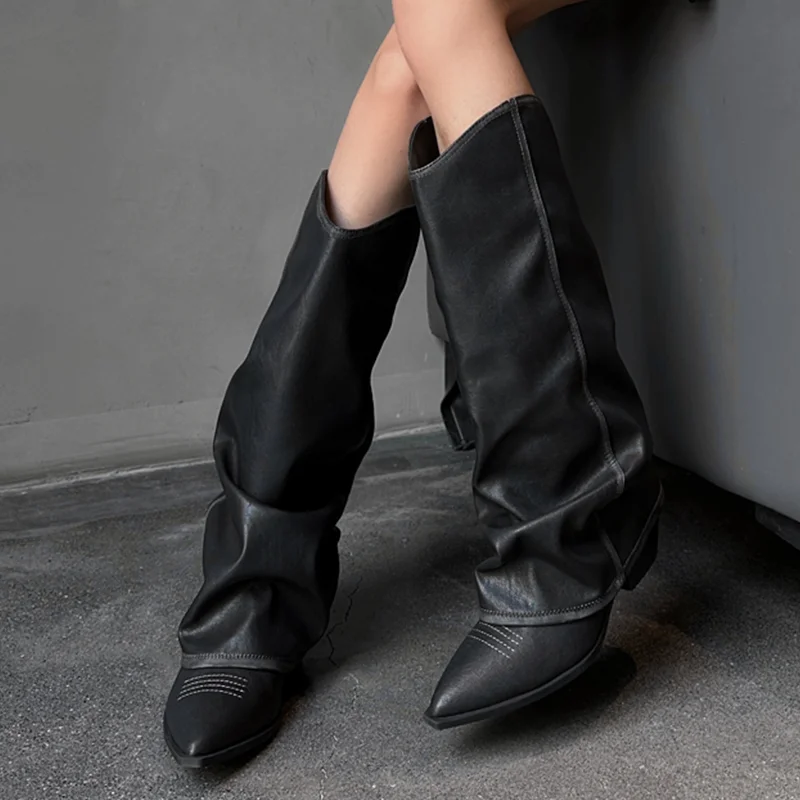 

Дизайнерские высокие сапоги для женщин. Кожаные туфли до колена на каблуке. Модные массивные готические сапоги 2024. Новые туфли-лодочки. Элегантные женские сапоги.