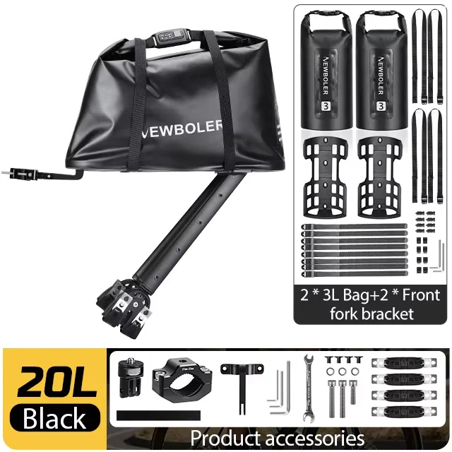 NEWBOLER 20L Aluminium Fietsbagagedrager Toegangscodeslot Fietstas Bikepacking Voor MTB En Grind Fietsenrek Plank