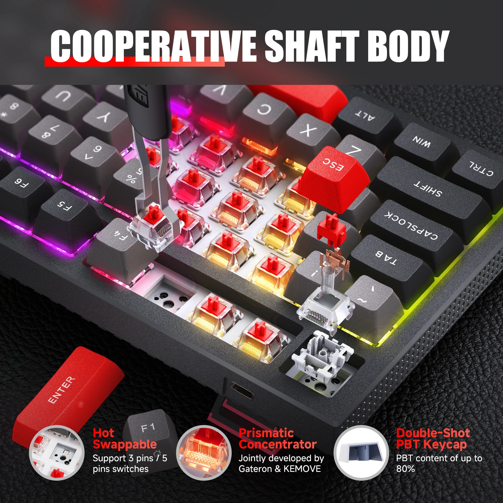 Imagem -02 - Teclado Mecânico para Jogos Hot Swappable Bateria Maciça bt 5.0 2.4g tipo c Retroiluminação Rgb 98 Teclas 4000mah K98-wireless