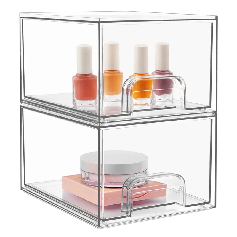 

ABBY-Clear Stackable Storage Drawers,Bathroom Makeup Organizer,Storage Bins For Home Organization And Storage