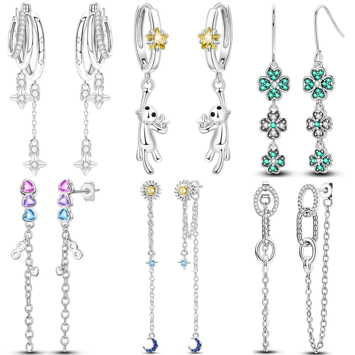 

Orstarry Original 925 Sterling Silver Tassel Earrings Women Zircon Ear Studs Sparkling Hoop Earring Anniversary Jewelry Gifts