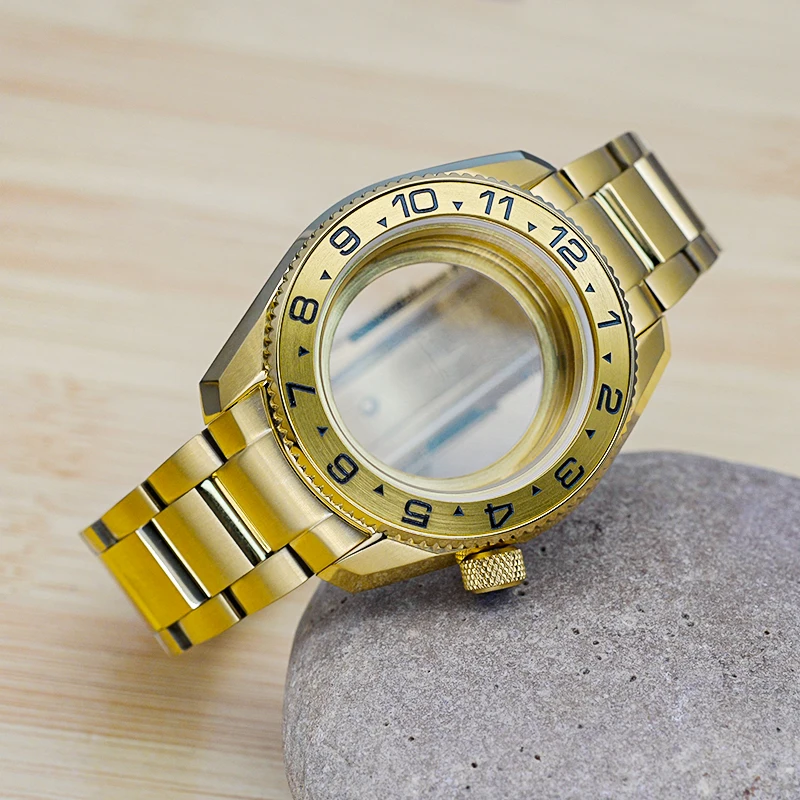 Gold SPB185 Watch Cases With Watch Band Bezel Insert Transparent Watch Back Cover Fit Seiko NH36 NH35 Movements Watch Repair