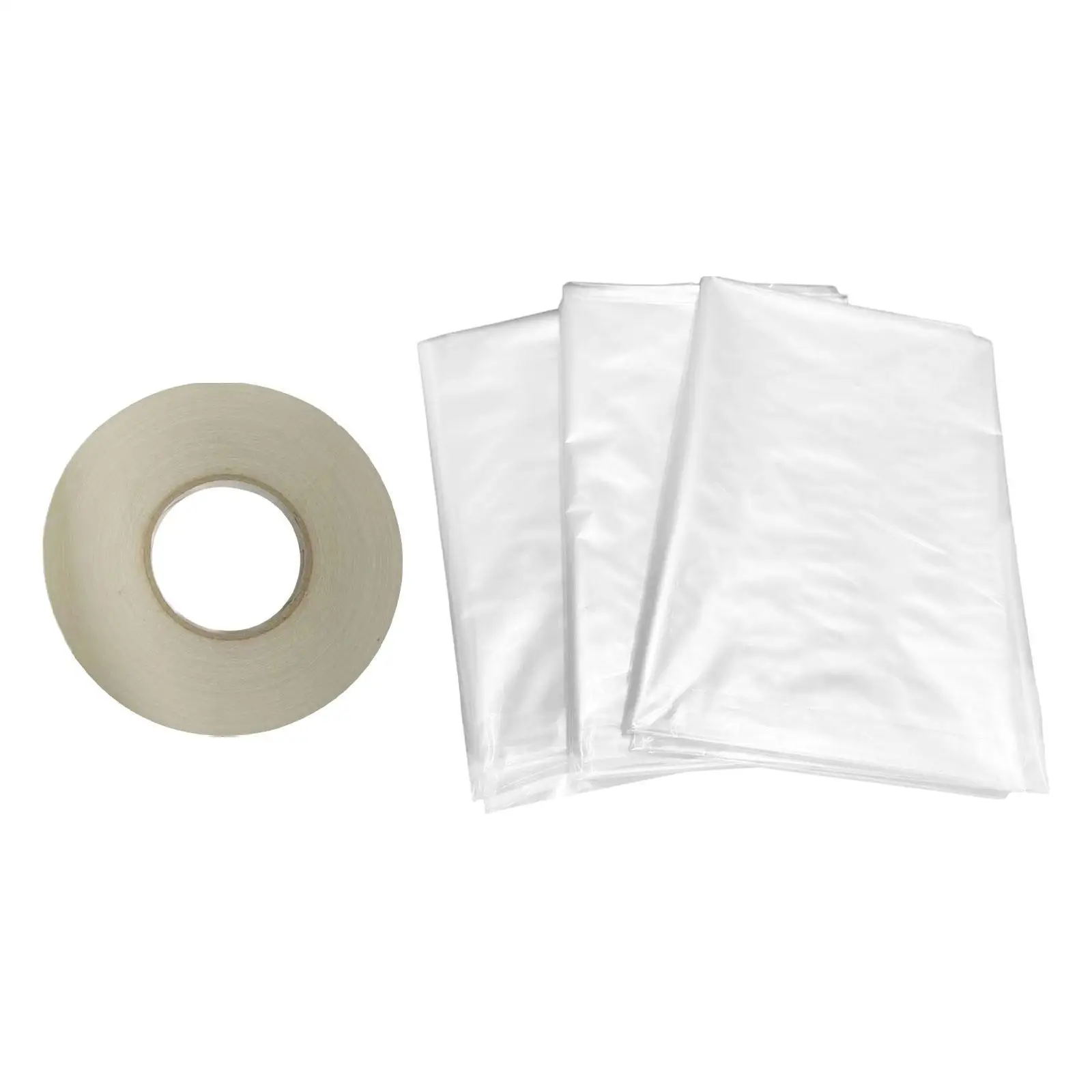 Clear Window Insulation Film Double Sided Tape Heat Protection Shrink Kit for Interior Winter Windows