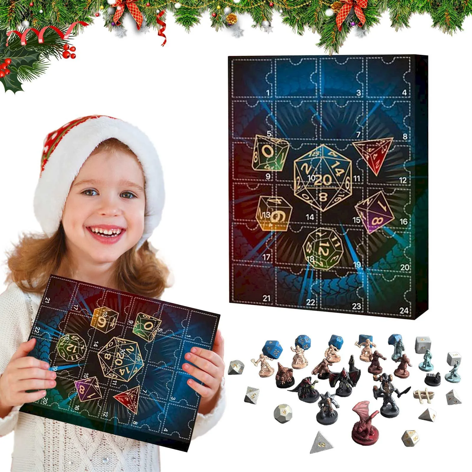 Dungeons And Dragons Adventskalender 24 Tage Weihnachts-Countdown-Kalender 2024, Spielzeug, Weihnachts-Adventskalender, Geschenk für Kinder