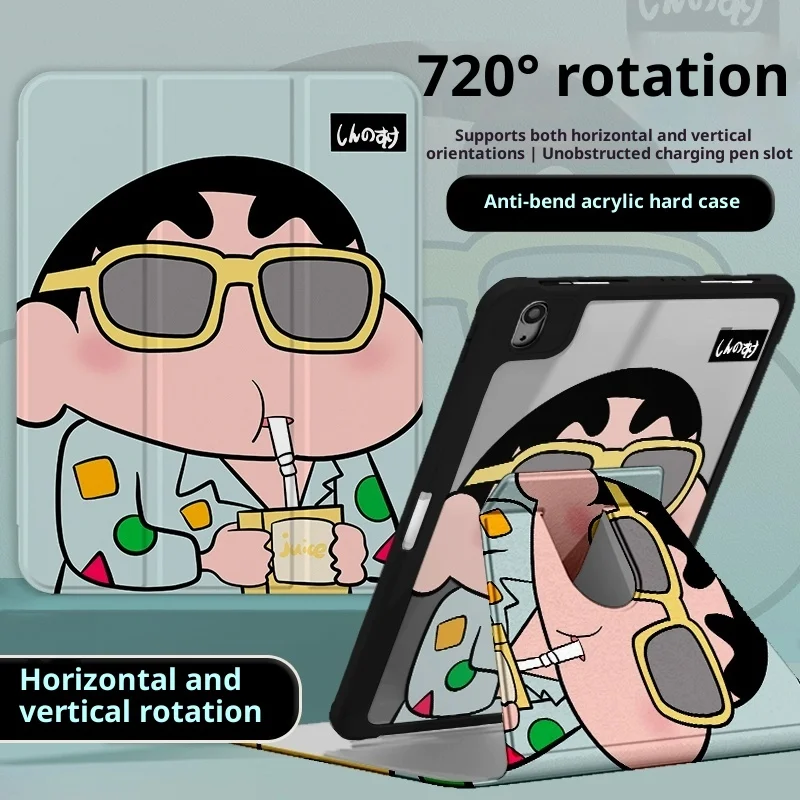 

MINISO Crayon Shin-chan для iPad Чехол ipad 9/10/11 A16 11 дюймов Pro 4 5 6 12,9 дюйма M4 Чехол для планшета Air 3 4 5 M2 M3 A17 Защитный чехол