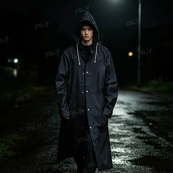 Disposable EVA Raincoat Unisex Hooded Waterproof Long Rain Coat Black Outdoor Hiking Camping Fishing Travel Wear For Men Women 4 Disposable EVA Raincoat Unisex Hooded Waterproof Long Rain Coat Black Outdoor Hiking Camping Fishing Travel Wear For Men Women 4