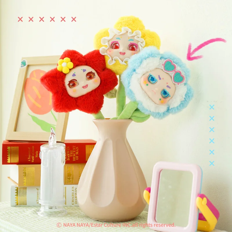 Kimmon Flowers Blooming Plush Blind Box, boneca bonito, ornamento Desktop, presente de brinquedo de aniversário para menina, autêntico, em estoque