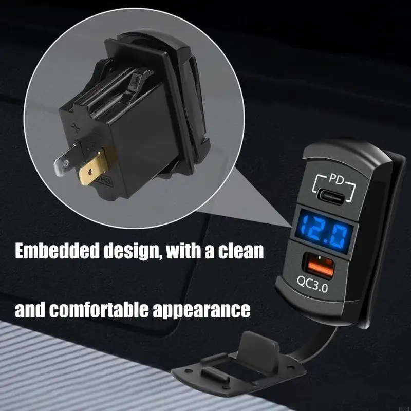 F1CF Fast Charging Car Power Outlet Link Double USB Harbors Digital Potential Observe For Phone Panel Car Truck Automotive