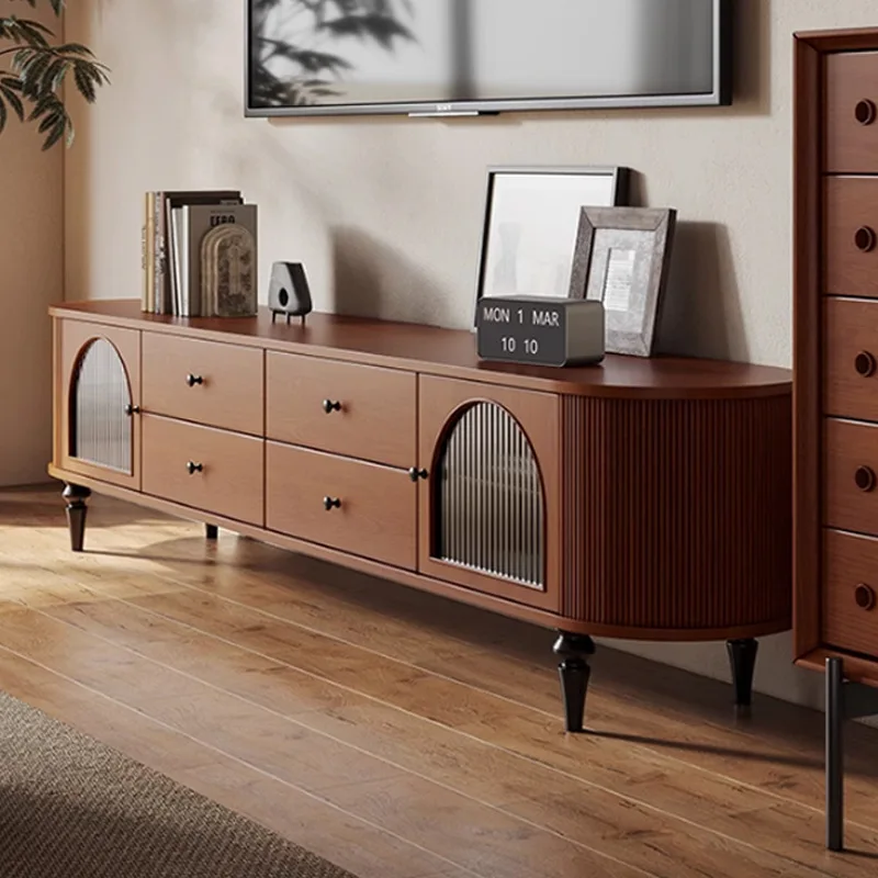 منتصف القرن نمط خشب متين حامل تلفاز الفرنسية الرجعية غرفة المعيشة وغرفة نوم خزانة أرضية الجوز اللون أثاث المنزل الإبداعي FYST #1