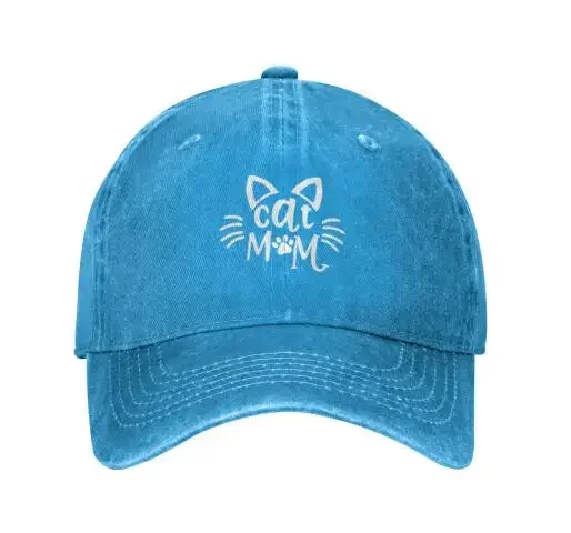

2026 Cat Mom Hats Mama Baseball Cap Denim Adjustable Unisex Hat Cap for Women Snapback Cap Adult Unisex Four Seasons