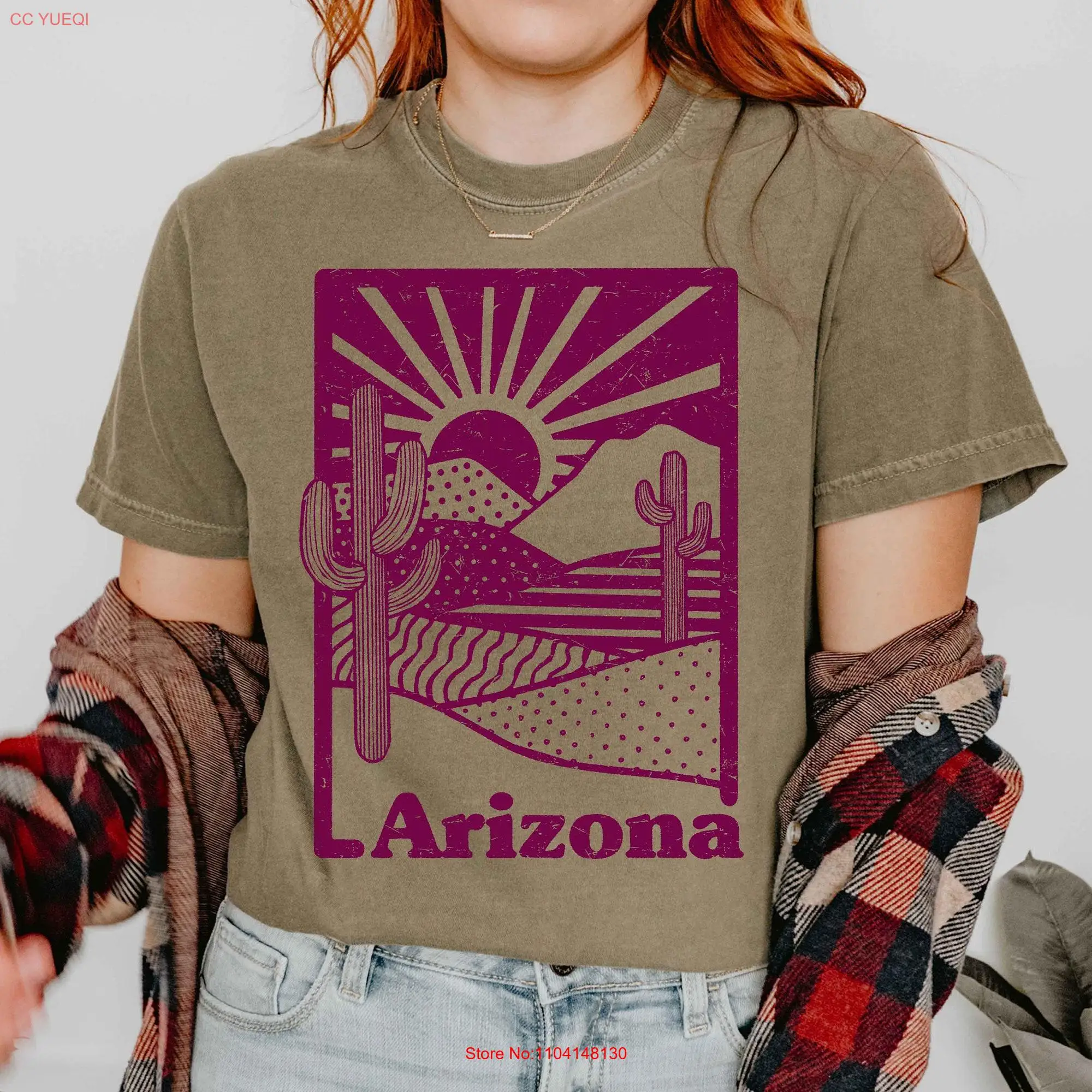 Arizona T Shirt Cactus Desert Design Sonoran Sunshine Saguaro State of Comfort Colors long or short sleeves