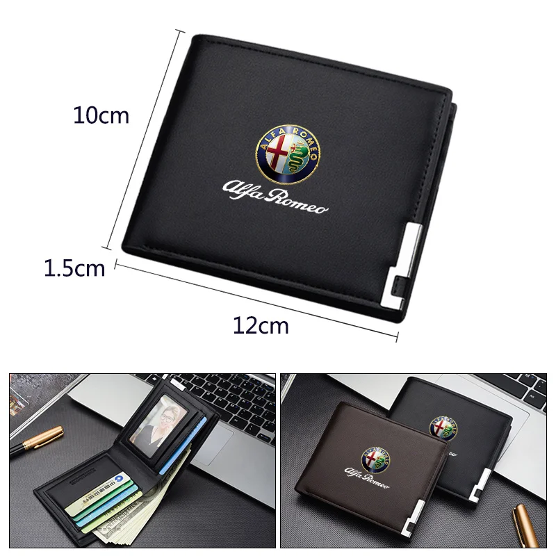 Cartera para coche para hombre, monedero con tarjetero y licencia para Alfa Romeo GT Stelvio F1 Brera Volante Tonale Gloria Disco, accesorios