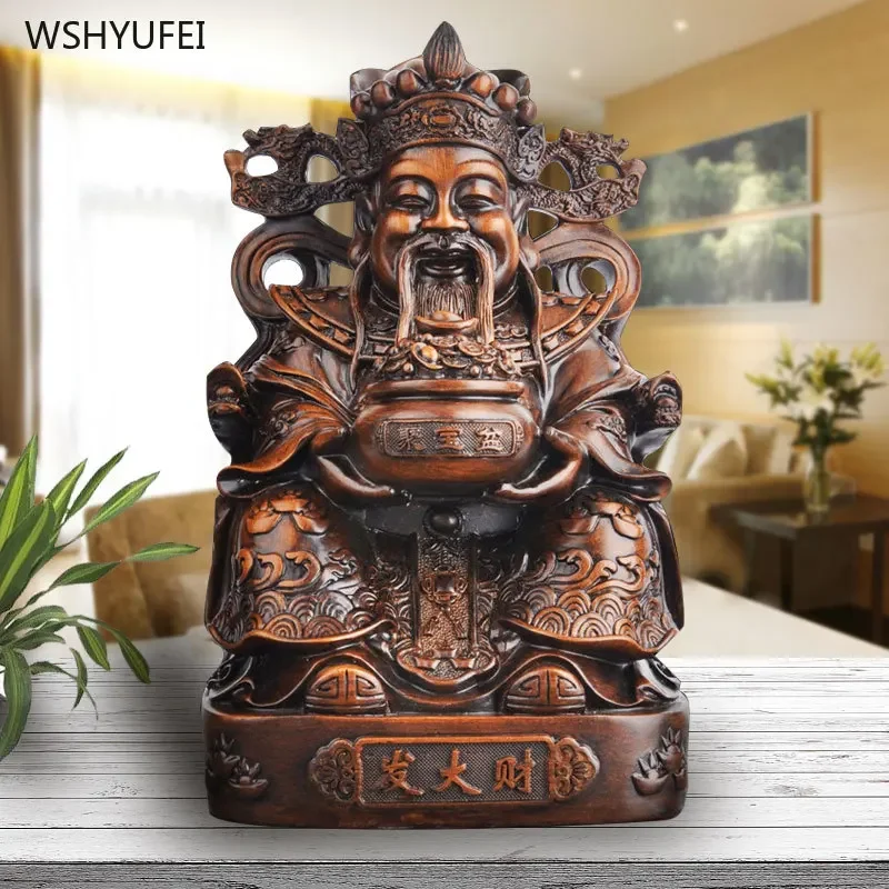 1 pc resin Fate Wealth God Ornament living room Home Crafts Buddha Statue Sculpture Desktop decor feng shui Housewarming gift