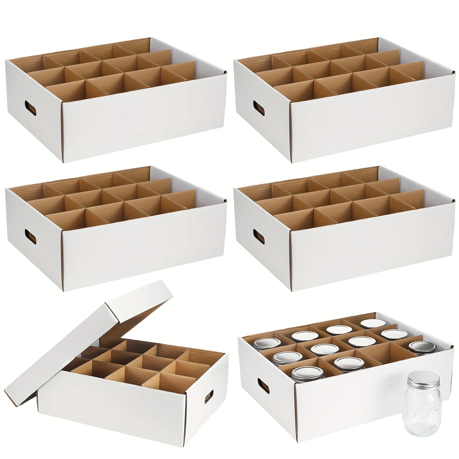 

6pcs Regular Or Wide Mouth Mason Jar Storage Box 16 Oz Canning Jar Storage Boxes With Handles And Dividers Stackable