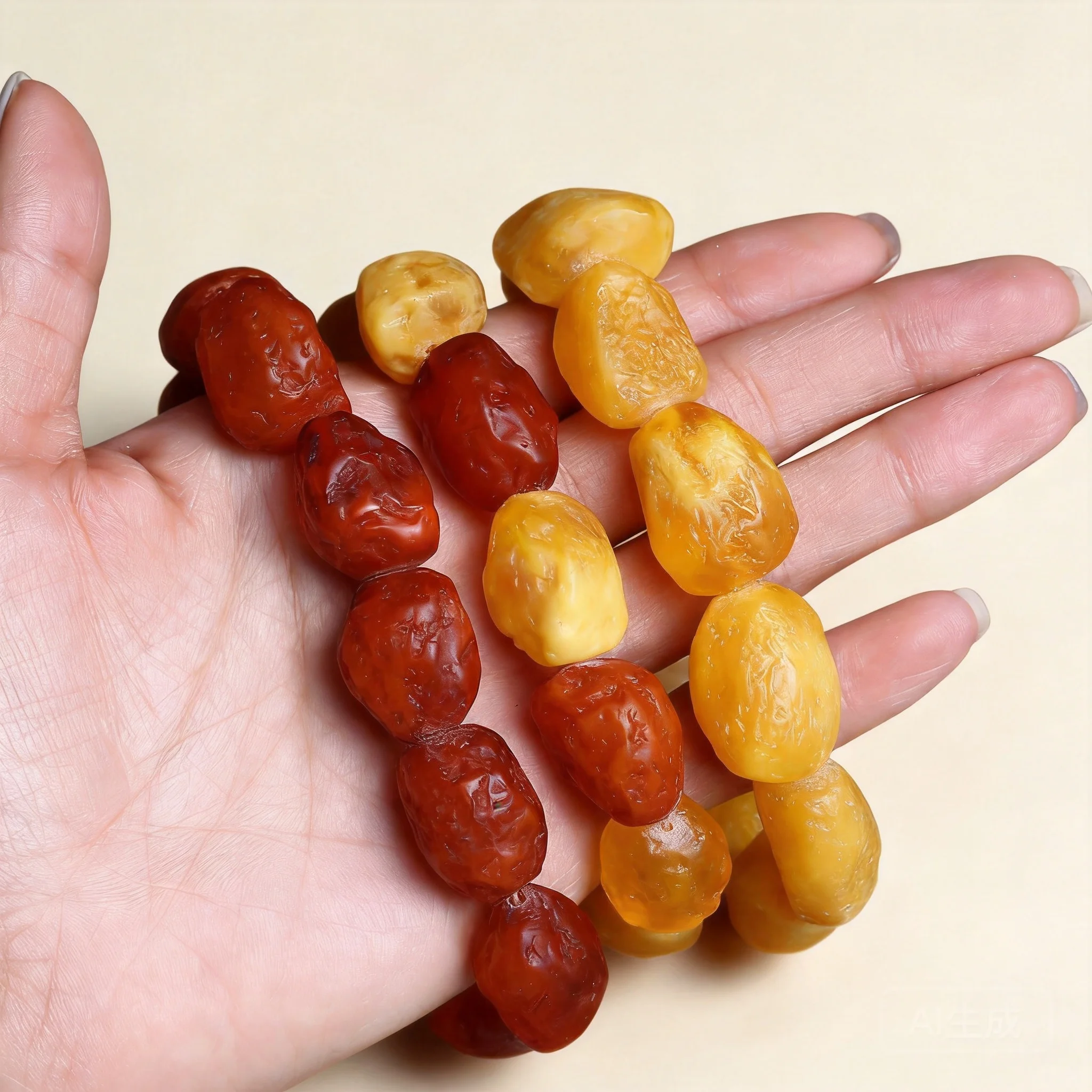 Chinese Style Natural Raw Amber Beeswax Bracelet Lucky Blessing Wealth Attracting Irregular Shape Single Strand Wrist Jewelry