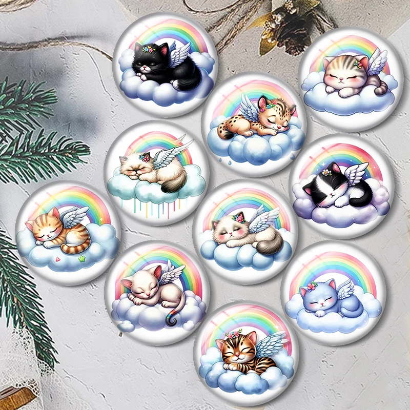Cute Rainbow Sleep Animal  12/18/20/25mm glass cabochon  bracelet pendant rings for jewelry demo earrings back Making findings