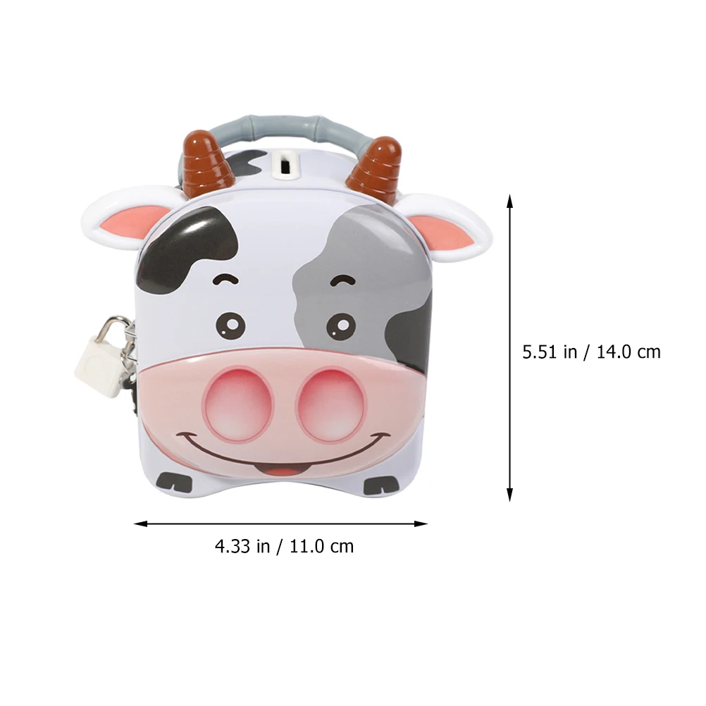 

Cartoon Tinplate Piggy Bank Metal Coin Banks Cute Saving Money Jar Kids Toy Large Capacity Milk Cow Pattern Children Birthday