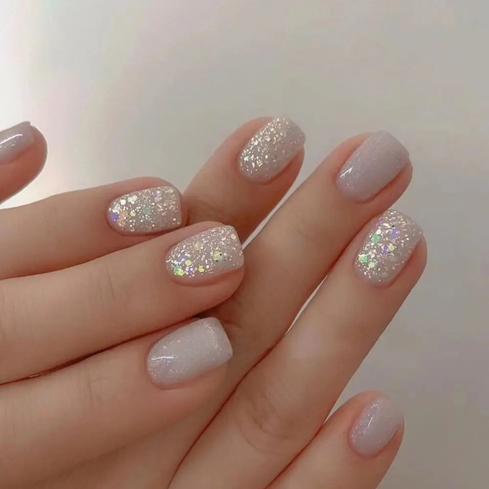 24Pcs Colorful French Square Head False Nails Short Detachable Ballerina Fake Nails Full Cover Nail Tips Press On Nails Manicure