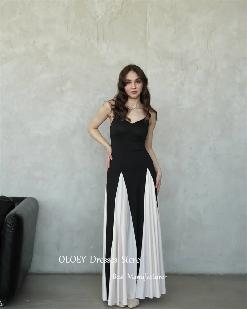 OLOEY Simple Black Evening Dresses Spaghetti Straps Women US Casual Outfit Sexy Custom Made Slim Formal Occasion Dress Simple