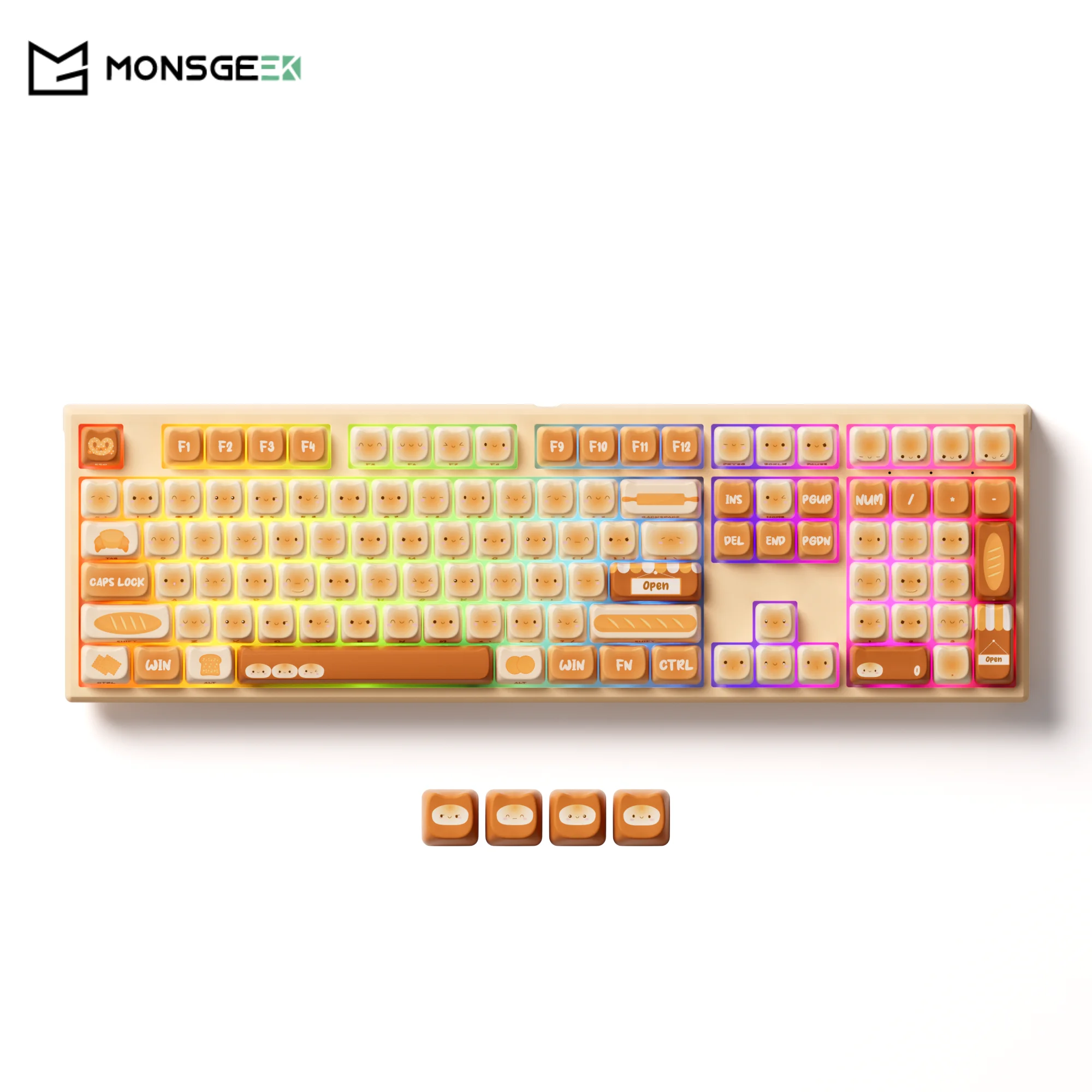 Akko MonsGeek MG108B Bun Wonderland Mechanical Keyboard MAO/MOA Profile RGB 108 Keys Full Size Hot Swap USB Type-C/2.4G/BT 5.0