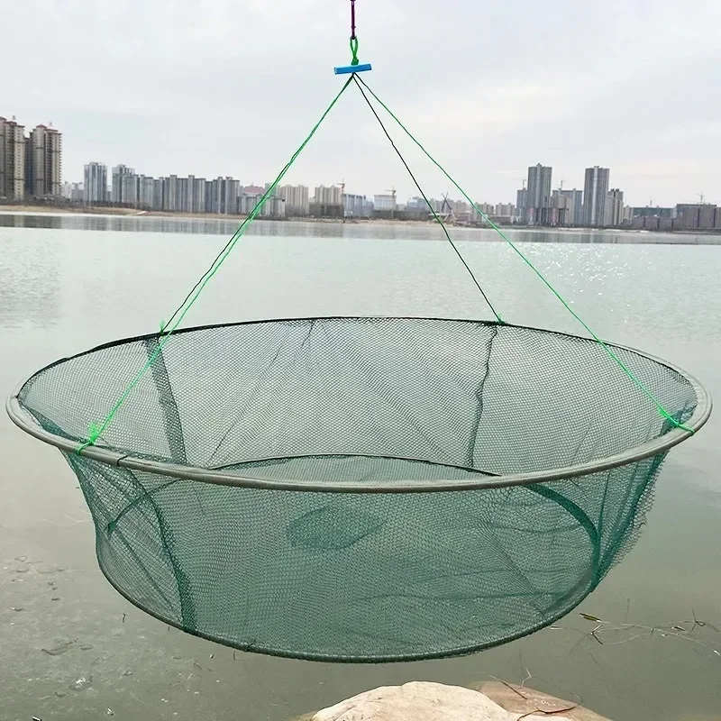 Strengthened 4-8 Holes Automatic Fishing Net Shrimp Cage Nylon Foldable Fish Trap Cast Net Cast Fold Crab trap Fishing Network