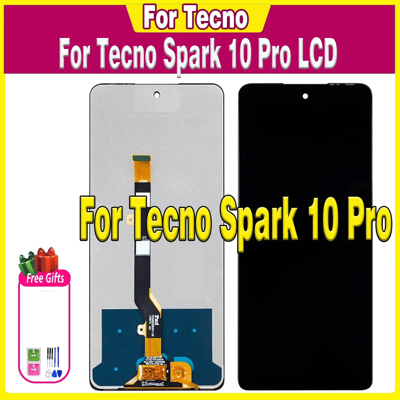 

ЖК-дисплей для Tecno Spark 10 Pro, сенсорный экран в сборе, панель k17, запасные части, ЖК-экран с дигитайзером, качество AAA