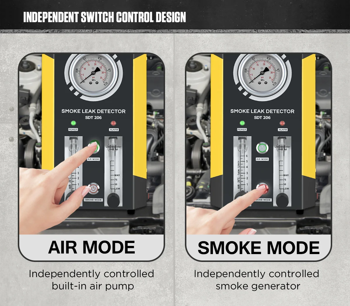 AUTOOL Smoke Leak Detector DC 12V Car SDT206 Intake Pipe Leakage Sealing Evap Smoke Tester Machine Automotive Diagnostic Tool