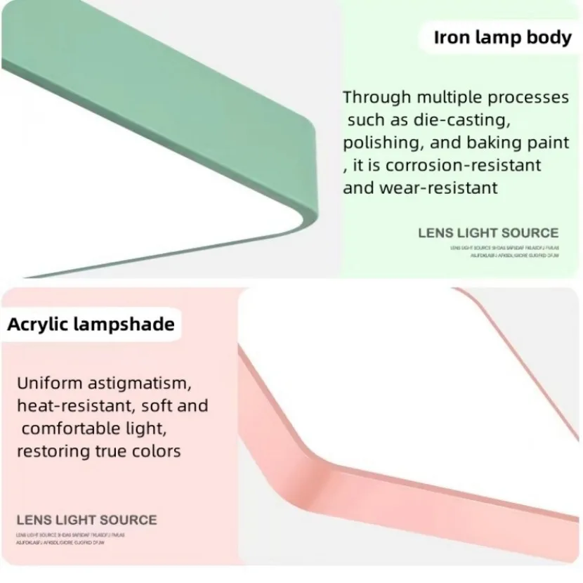 Modern LED Square Ceiling Light Nordic Macaron Color Home Decor Lighting Bedroom Living Room Study Room Kitchen Ceiling Lamp