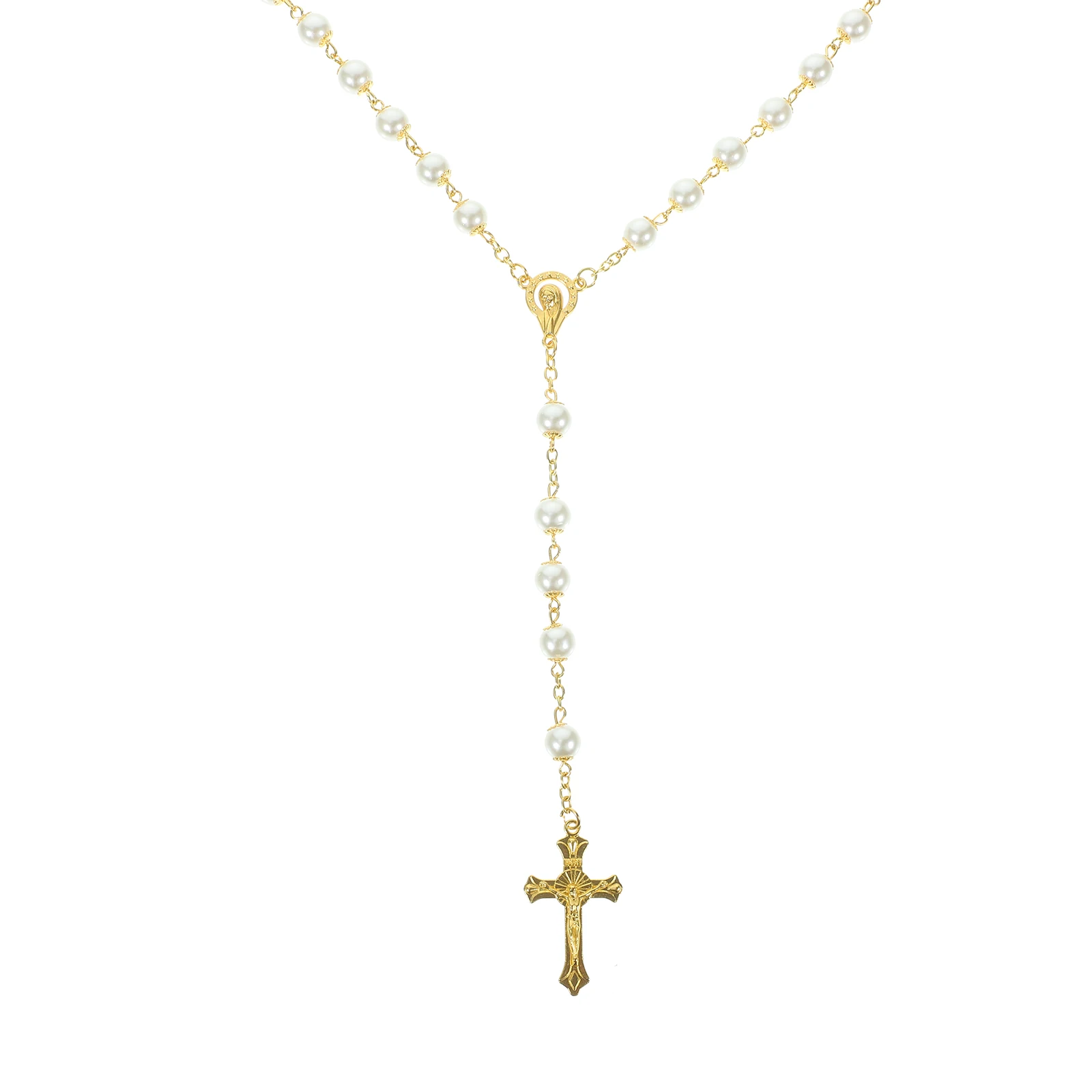 

Trendy Gold Pearl Delicate Chain Party Wear Summer Gift for Women Crucifix Pendant Jewelry Crucifix Necklace