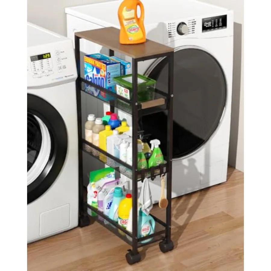 

Узкая 4-ярусная тележка-органайзер на колесиках для ванной, прачечной и организации пространства в комнате