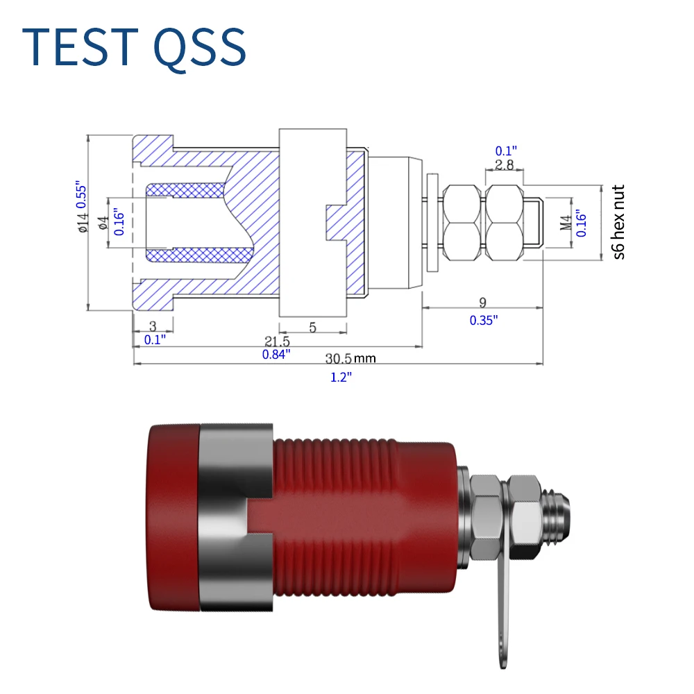 QSS 10PCS 4MM Banana Socket Binding Post Nut Banana Plug Jack Electrical Connector Terminal Test Hole DIY Parts Q.40018