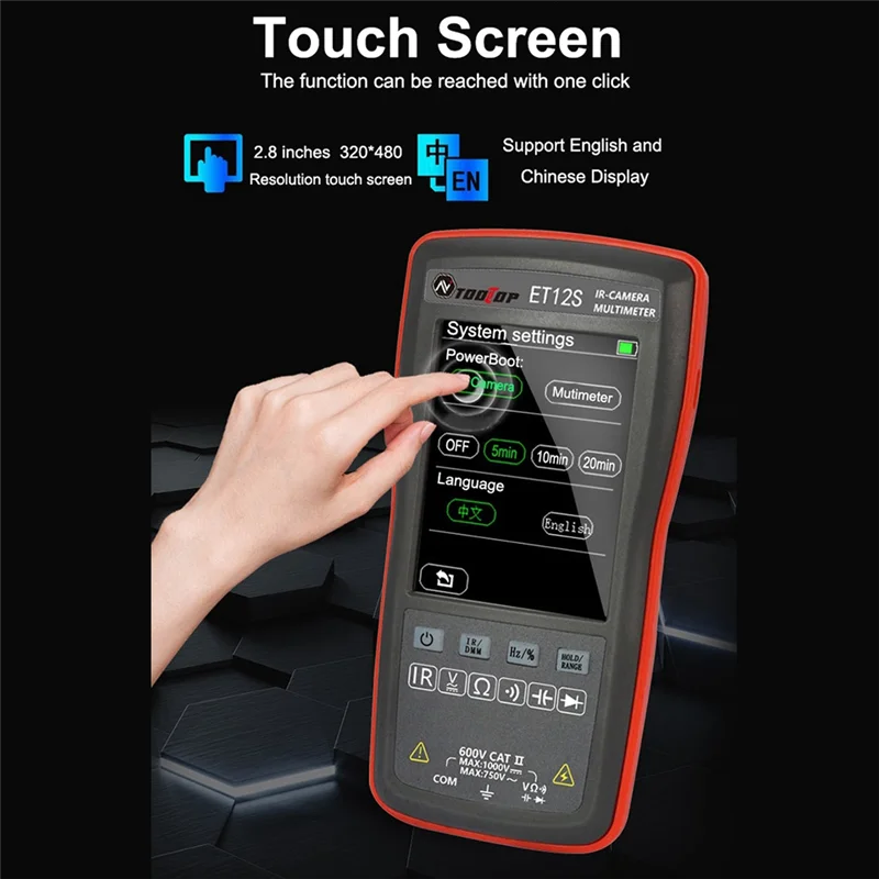 Touch Thermal Imager Multimeter IR Camera Voltage Ohm On/Off Diode for PCB Electronic Repair Thermal Multimeter ET12S