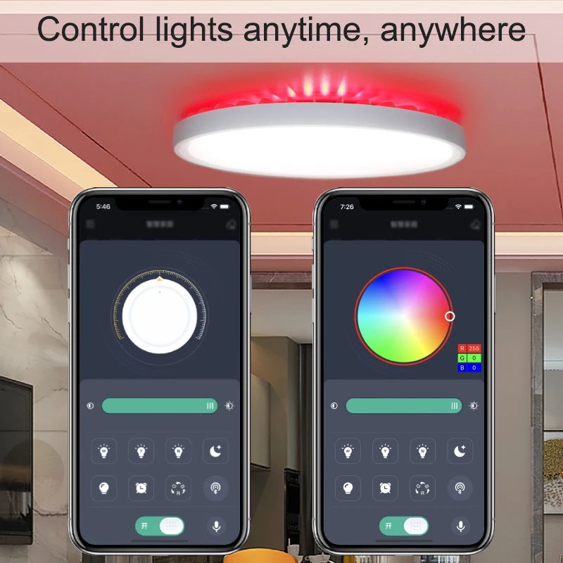 Luces de techo RGB inteligentes, iluminación LED regulable para sala de estar, dormitorio, interior